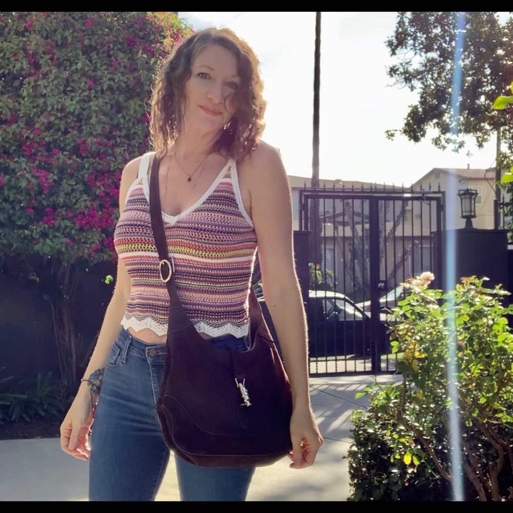 Brown Suede Gucci Hobo Purse
